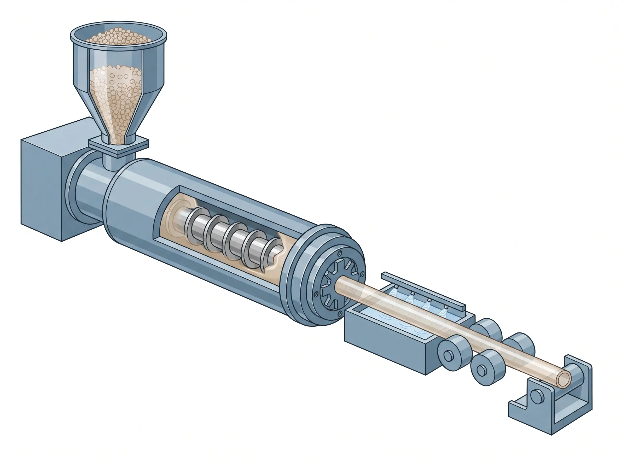 PEEK tube extrusion process illustration